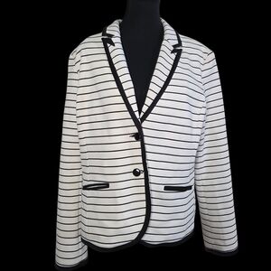 Cleo Black and White Striped Blazer Size L